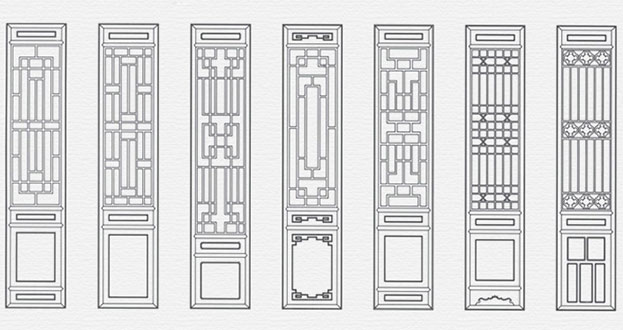 汝州常用中式仿古花窗图案隔断设计图